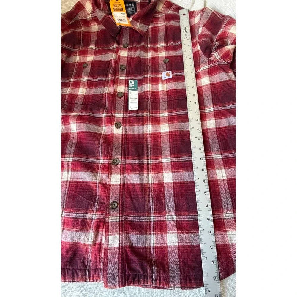 Carhartt Rugged Flex Fleece Lined Flannel Shirt Jacket Men's L Plaid NWT